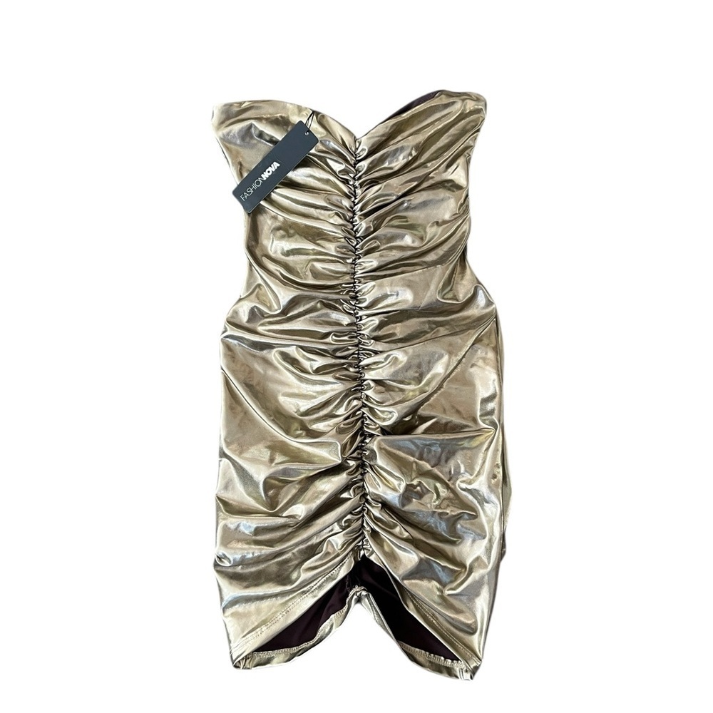 NWT Fashion Nova Gwen Metallic Mili Dress Size Small